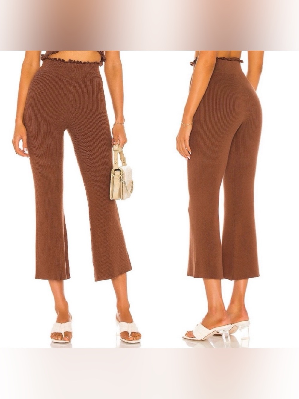Majorelle Sweetheart Ribbed Pant in Rust Brown XS